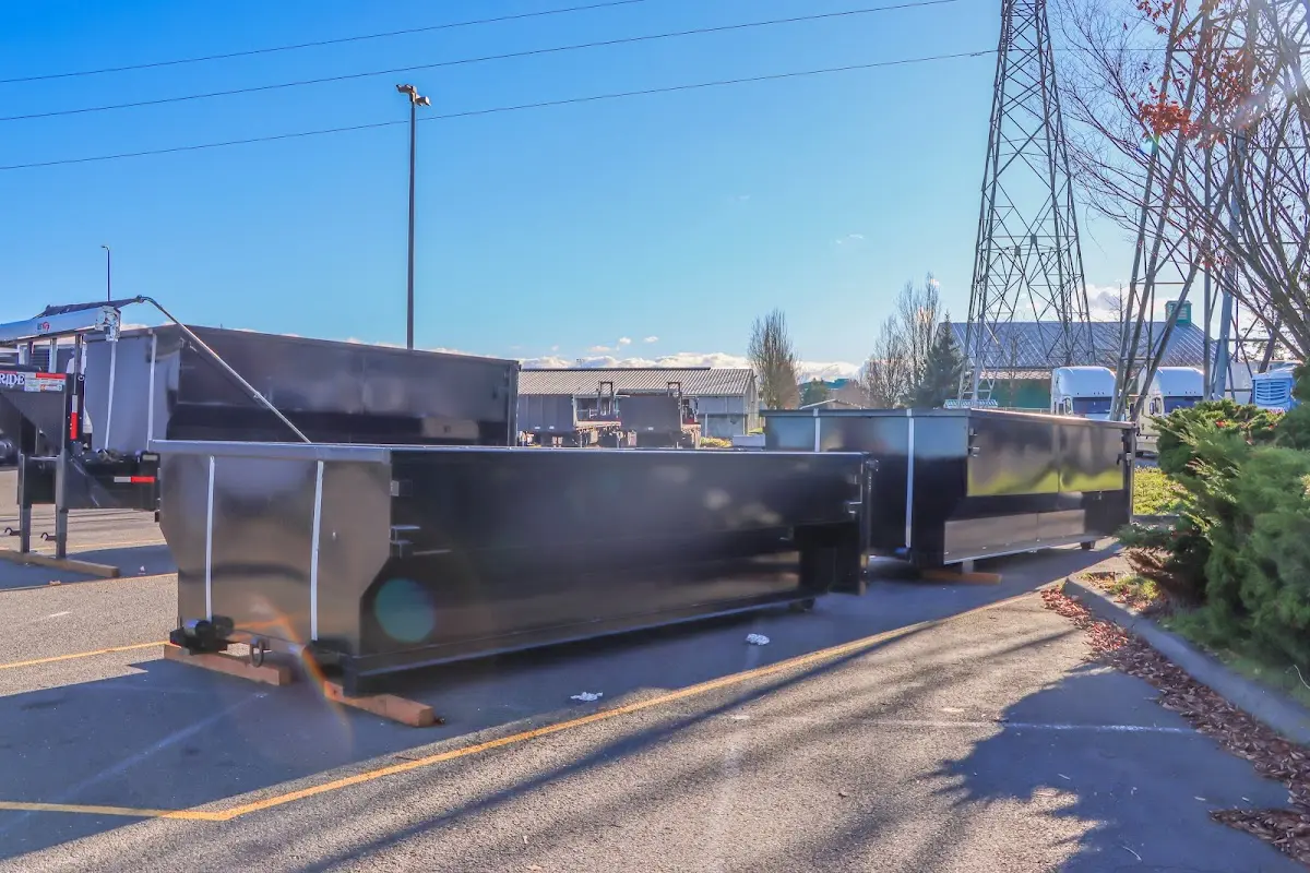 Roll-off dumpster ready for waste disposal at job site for 12 Yard Dumpster Rental in Bridgetown